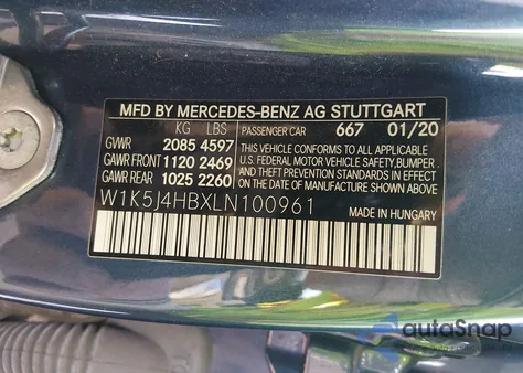 2020 Mercedes-Benz Cla 250 4Matic из США, поврежденный, VIN W1K5J4HBXLN100961